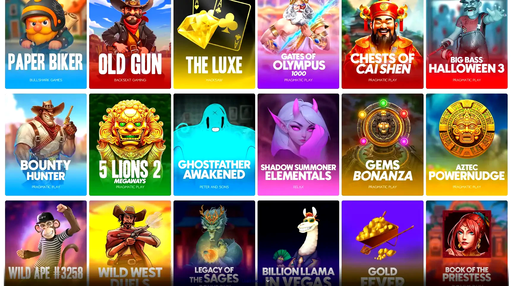 Tooniebet casino game lobby showing slots and live casino options